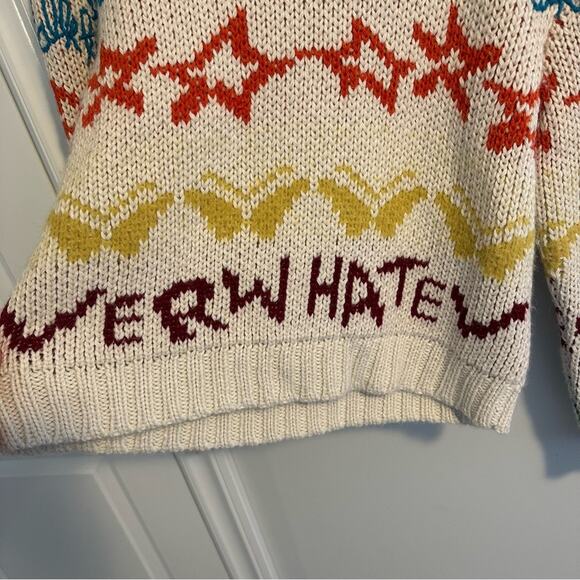 Lingua Franca Cream Alpaca Whatever Hand Embroidered Sweater Large - Picture 8 of 15
